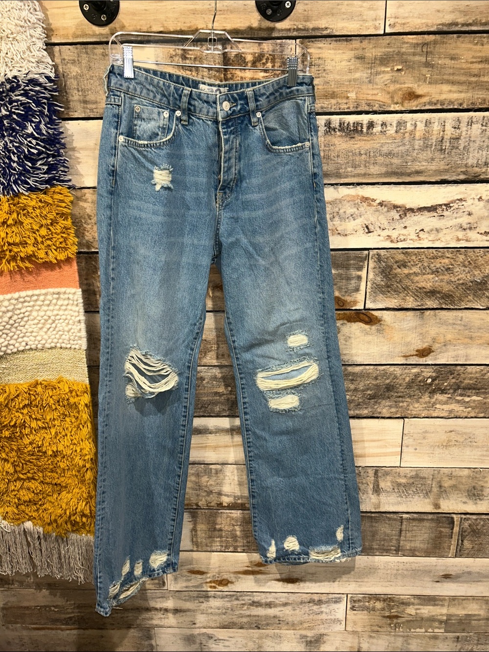 NWOT Free People Jeans x We the Free  Size 30 Distressed Wide Leg Z533